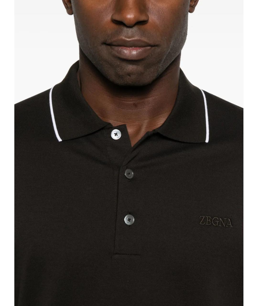 ZEGNA Коричневое поло с коротким рукавом, фото 3