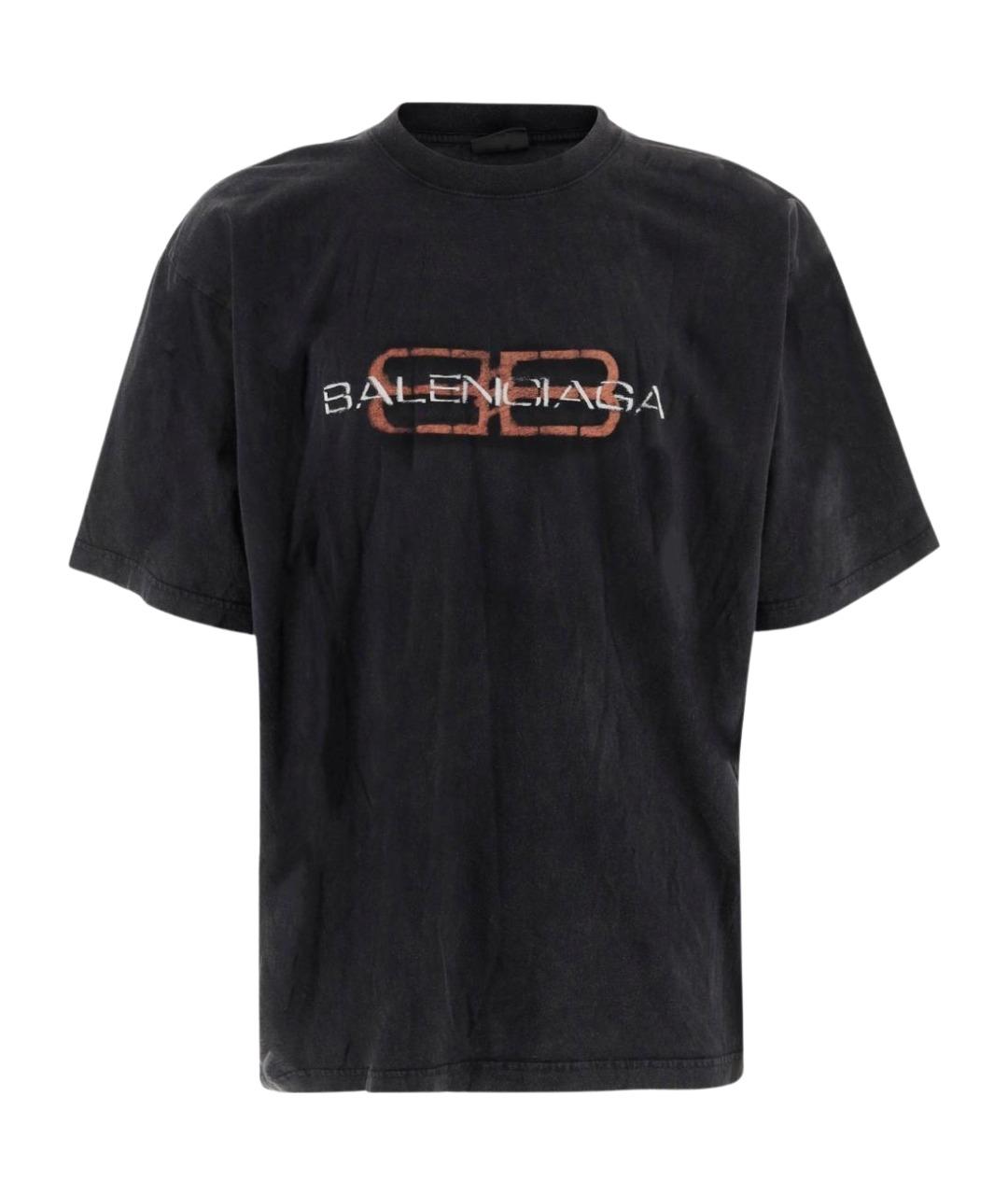BALENCIAGA Черная хлопковая футболка, фото 1