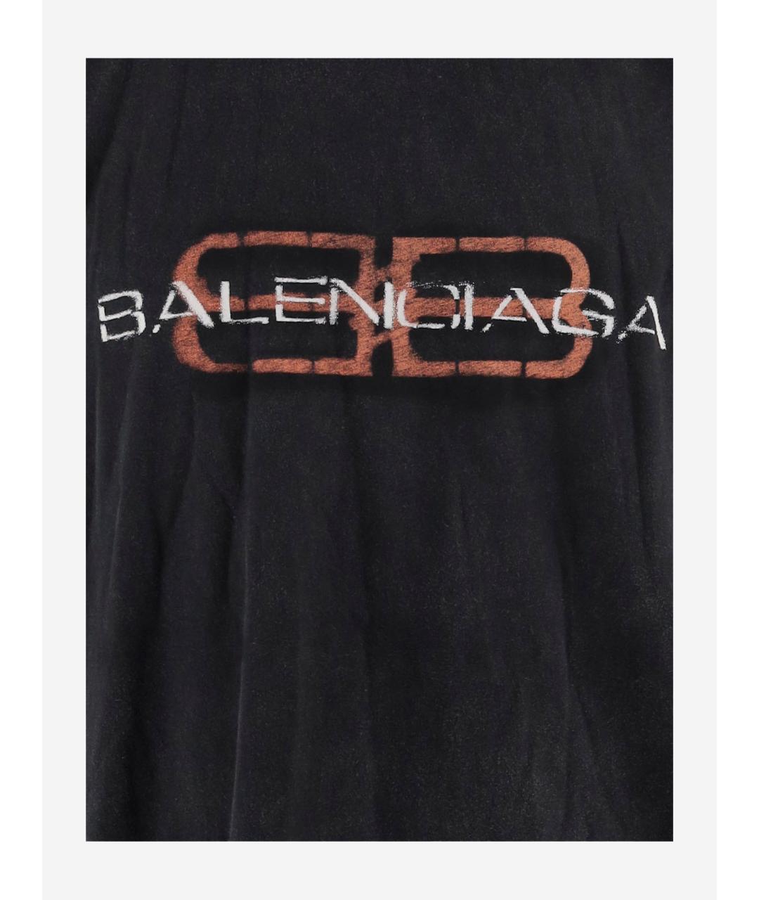 BALENCIAGA Черная хлопковая футболка, фото 3