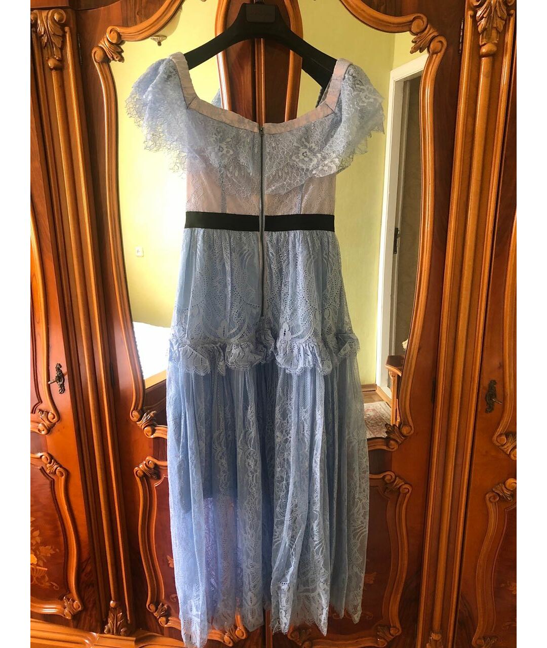SELF-PORTRAIT Голубое кружевное повседневное платье, фото 3