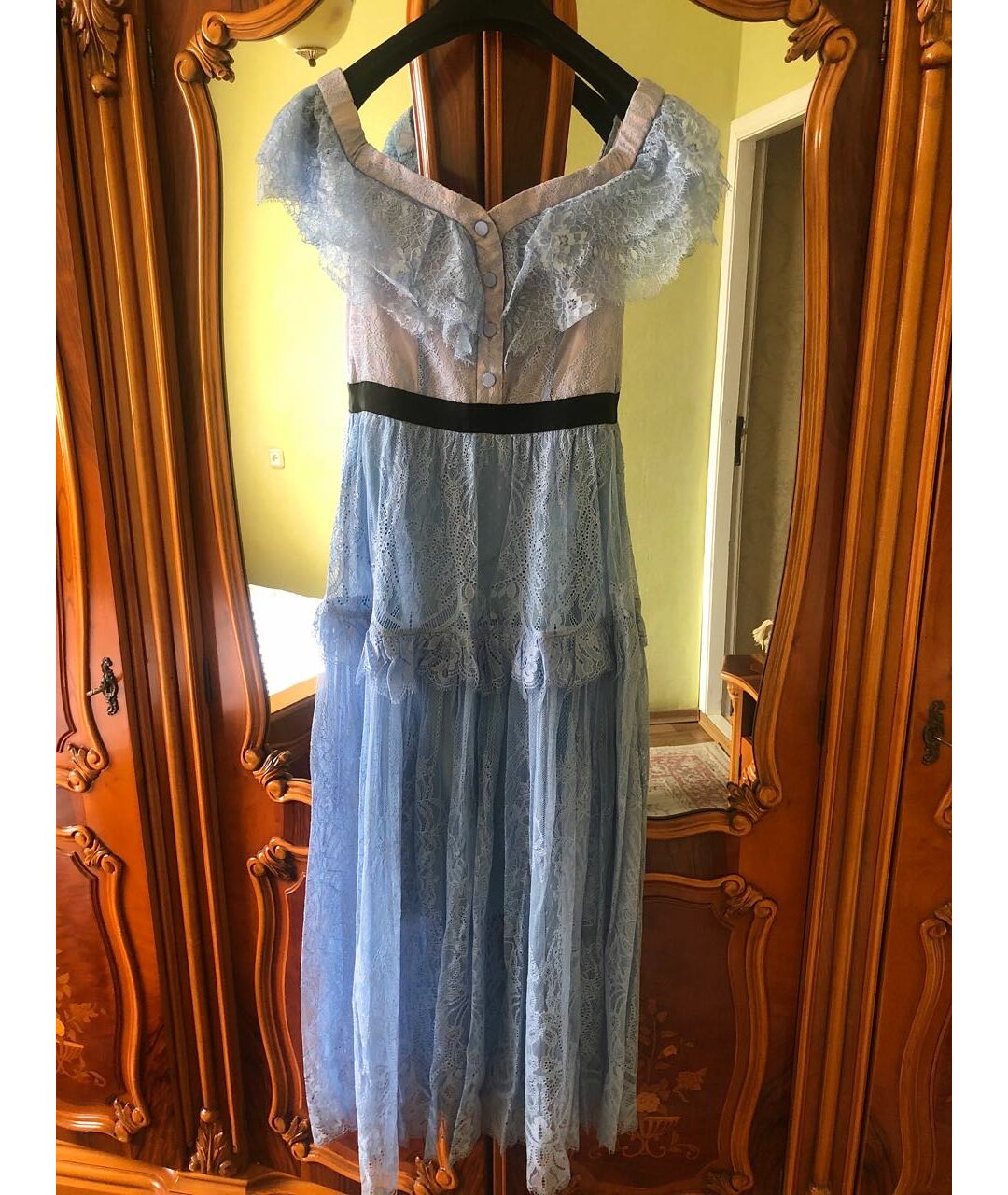 SELF-PORTRAIT Голубое кружевное повседневное платье, фото 8