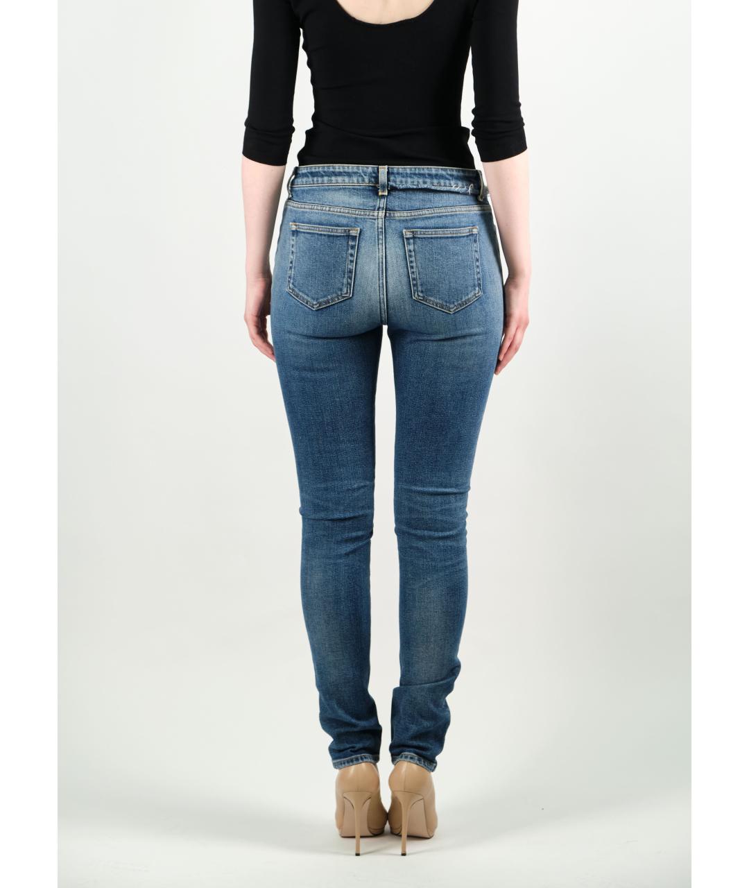 SAINT LAURENT Синие хлопко-эластановые джинсы слим, фото 2