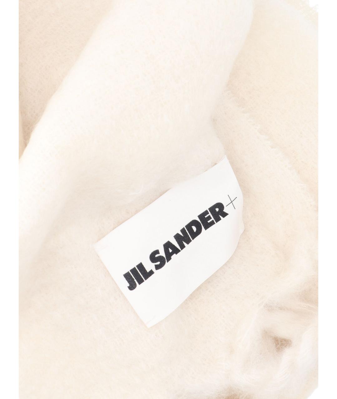 JIL SANDER Белый шерстяной шарф, фото 3