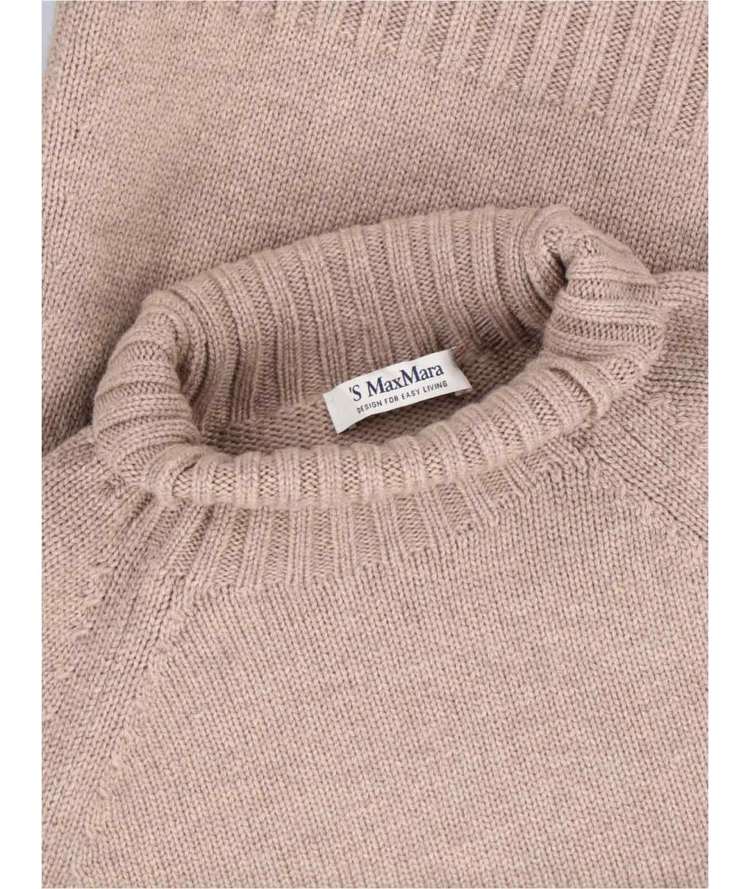 'S MAX MARA Бежевый шерстяной джемпер / свитер, фото 3