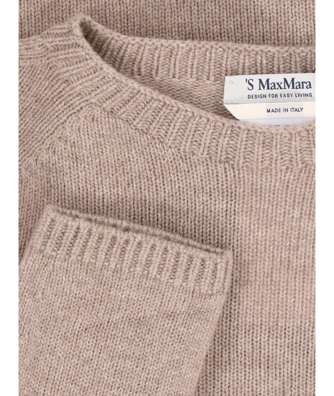 'S MAX MARA Бежевый шерстяной джемпер / свитер, фото 3