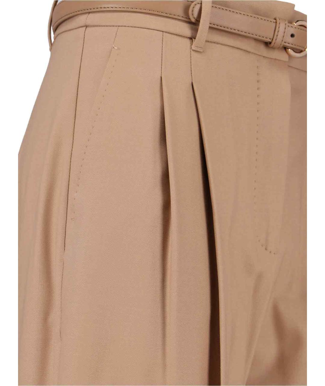 MAX MARA Бежевые шерстяные прямые брюки, фото 4