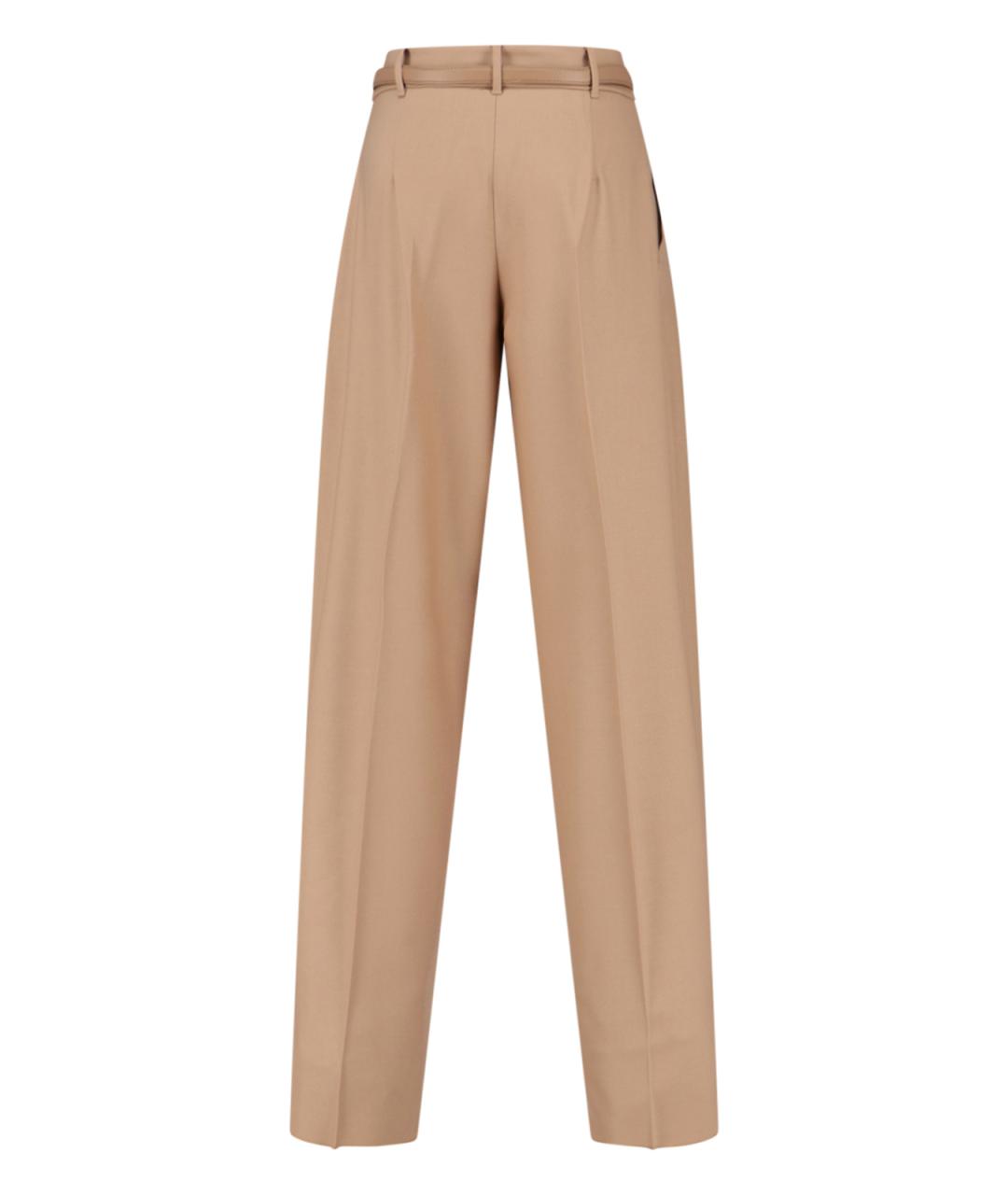 MAX MARA Бежевые шерстяные прямые брюки, фото 2