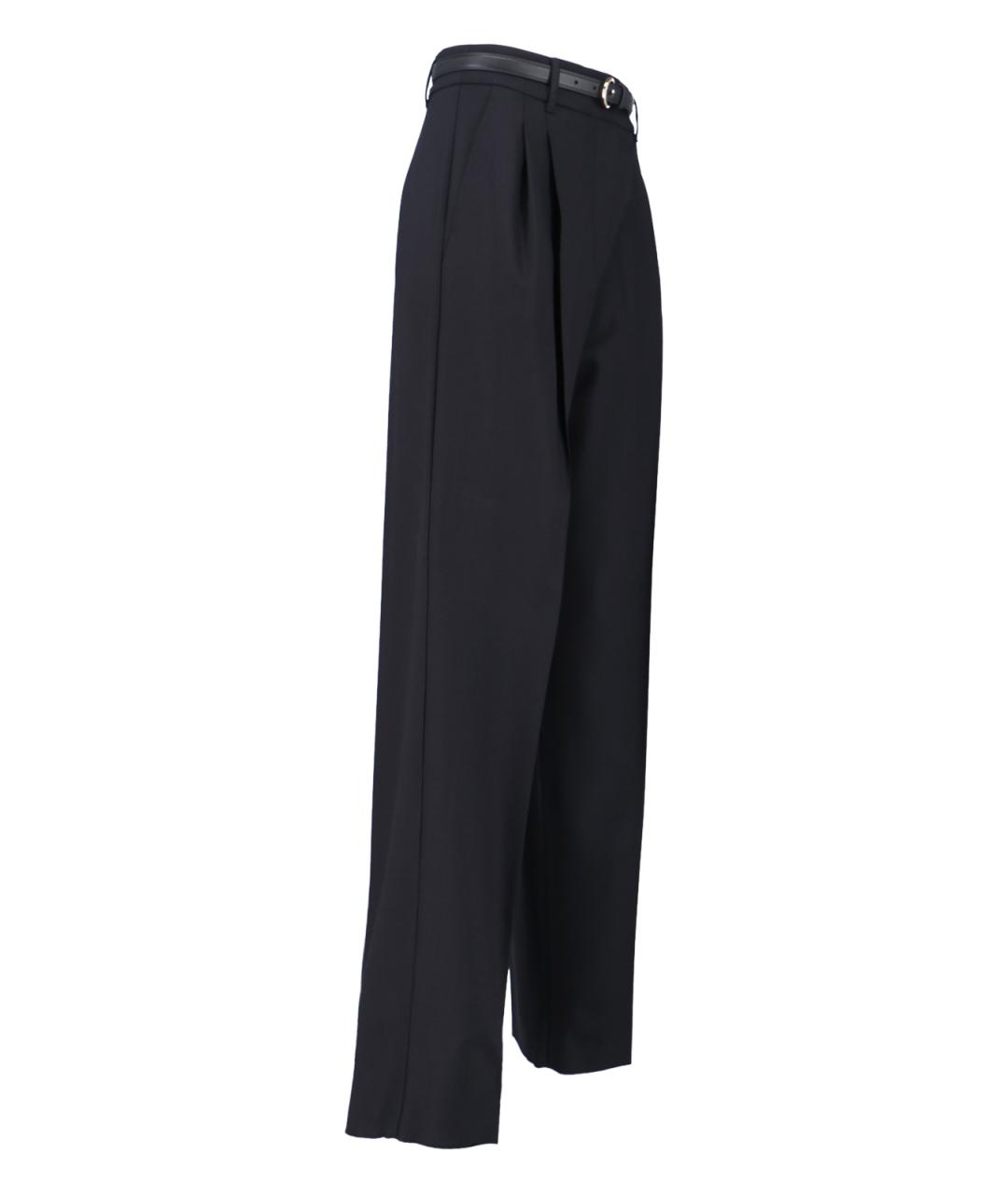 MAX MARA Черные шерстяные прямые брюки, фото 3