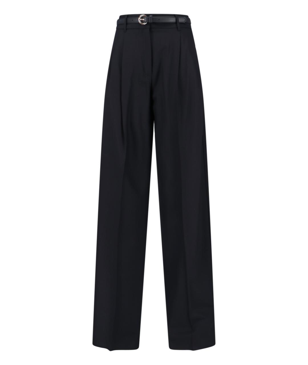 MAX MARA Черные шерстяные прямые брюки, фото 1
