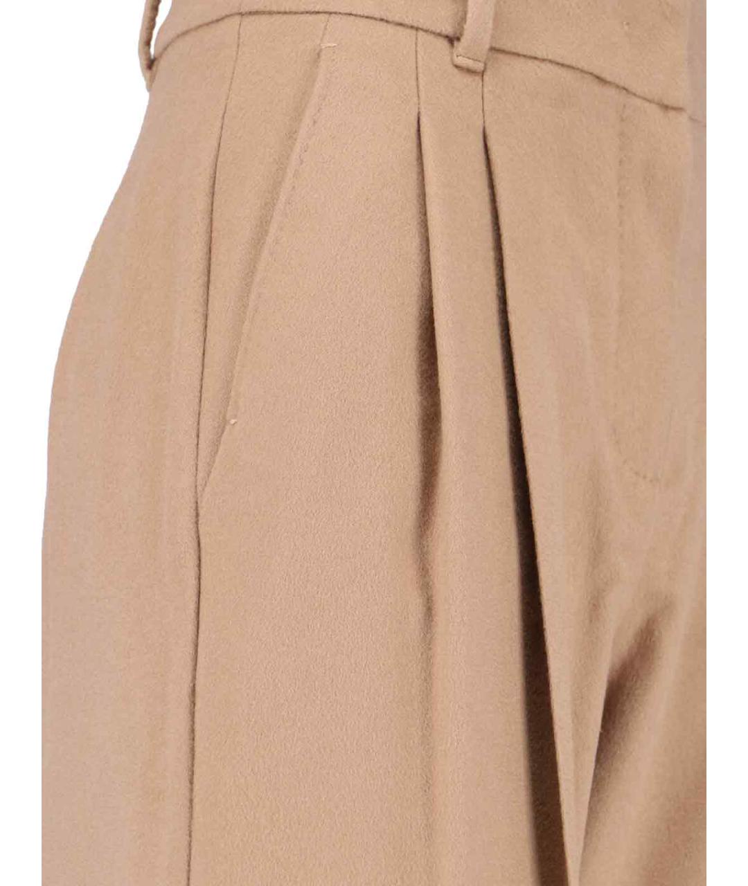MAX MARA Бежевые шерстяные прямые брюки, фото 4