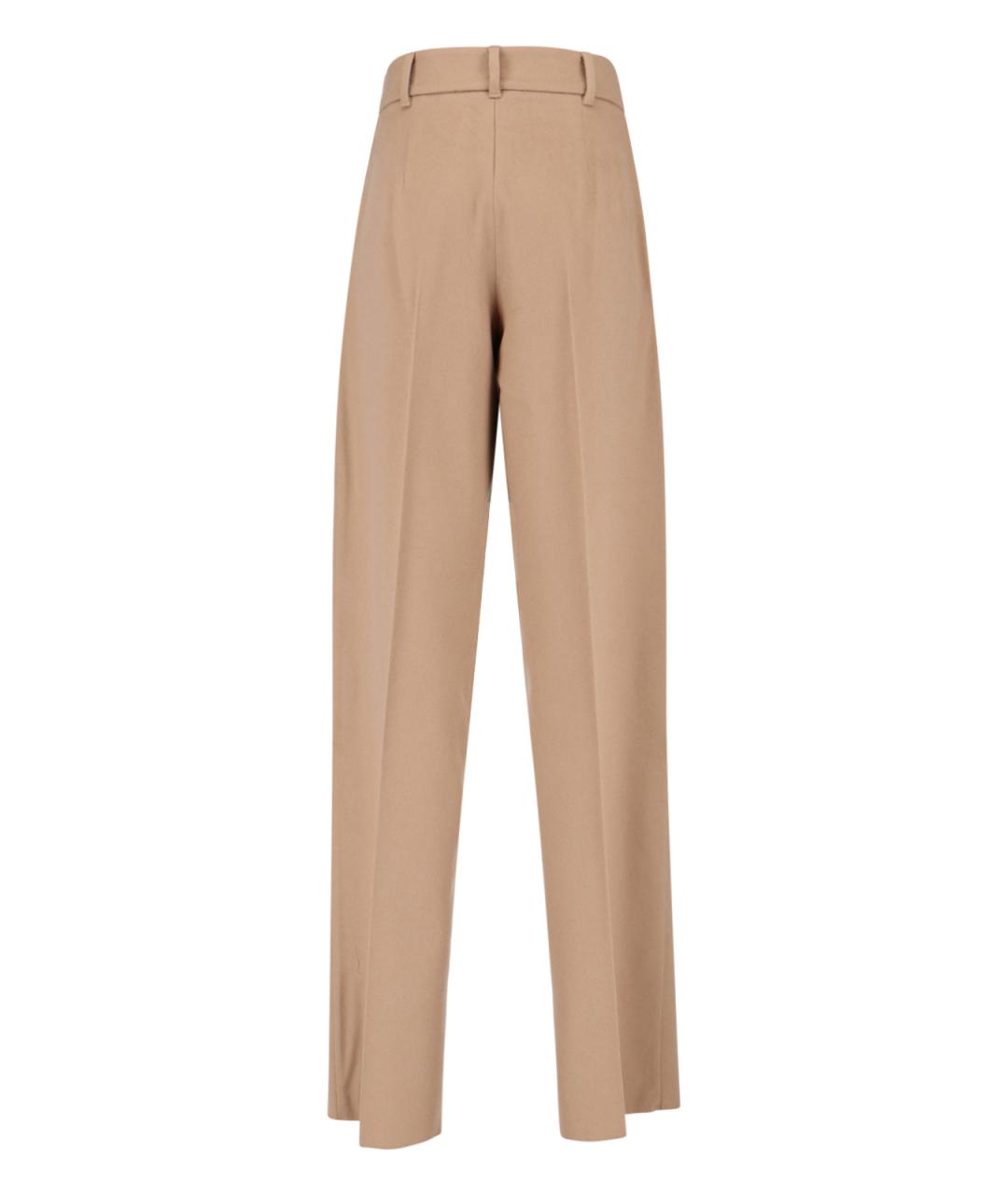 MAX MARA Бежевые шерстяные прямые брюки, фото 2