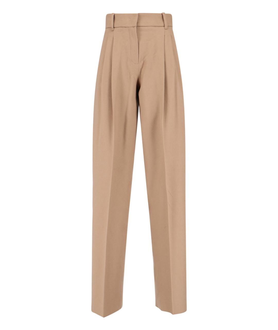MAX MARA Бежевые шерстяные прямые брюки, фото 1