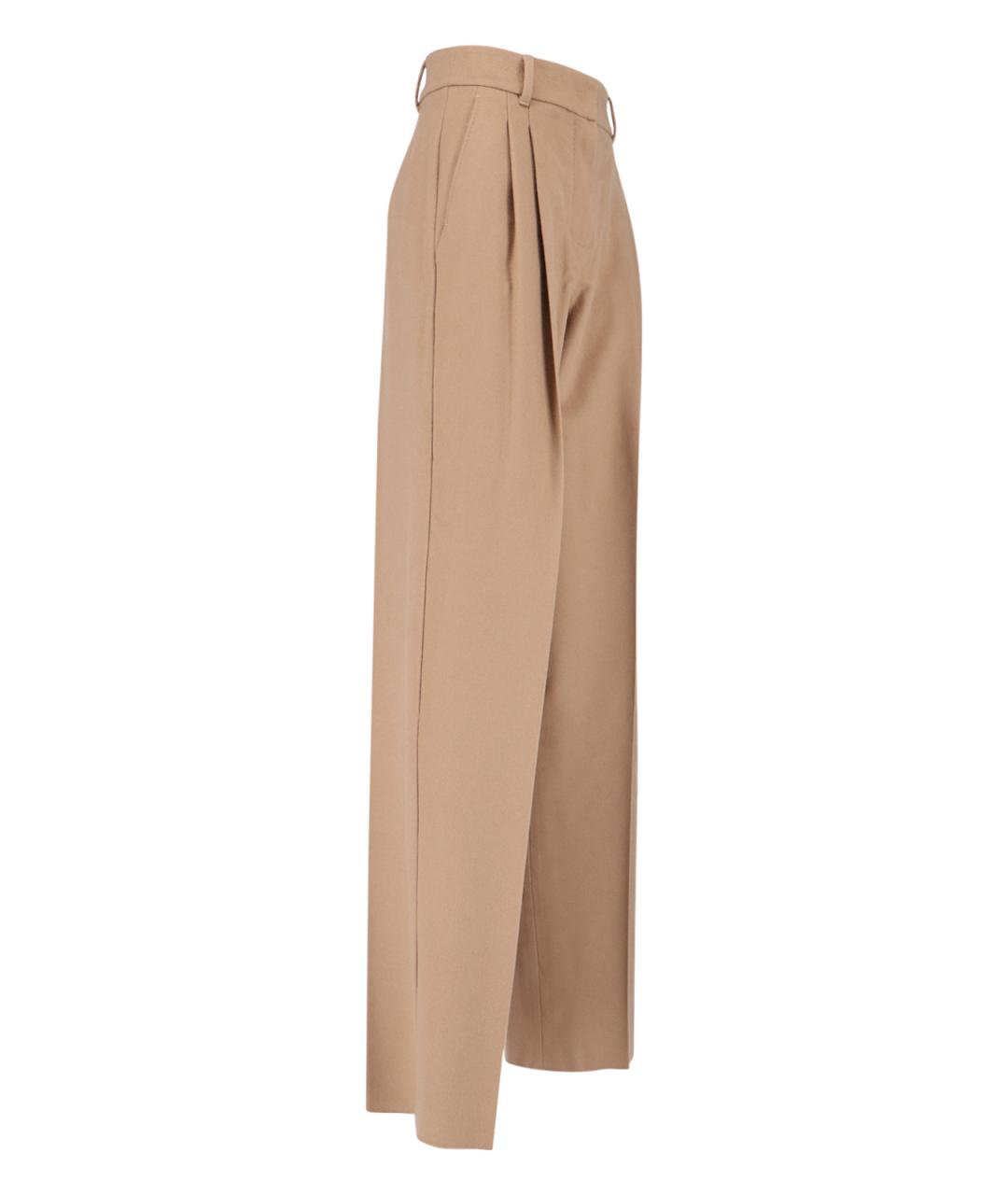MAX MARA Бежевые шерстяные прямые брюки, фото 3
