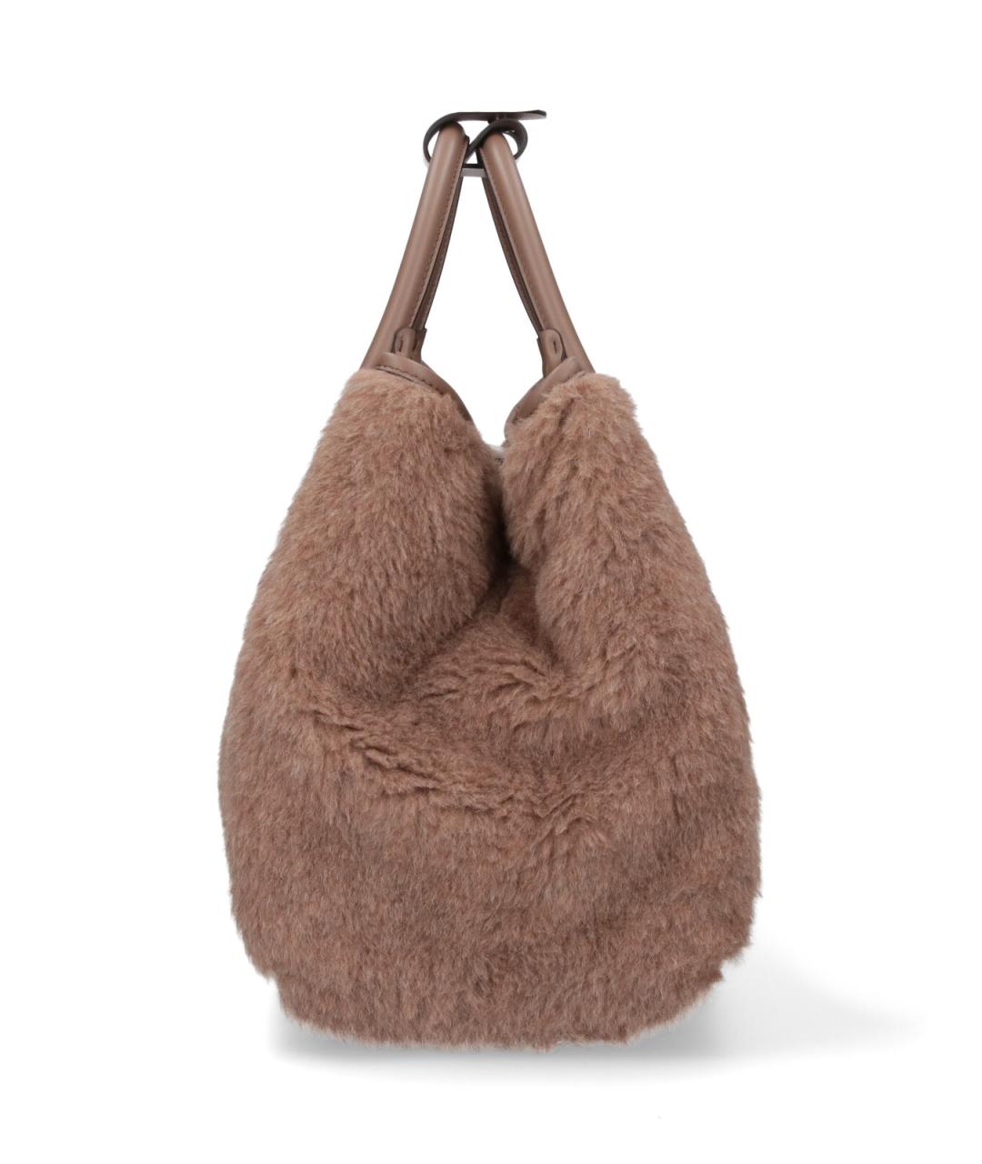 MAX MARA Коричневая меховая сумка тоут, фото 5