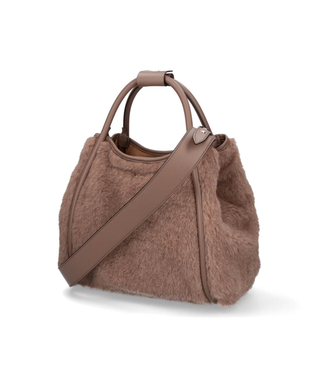 MAX MARA Коричневая меховая сумка тоут, фото 2