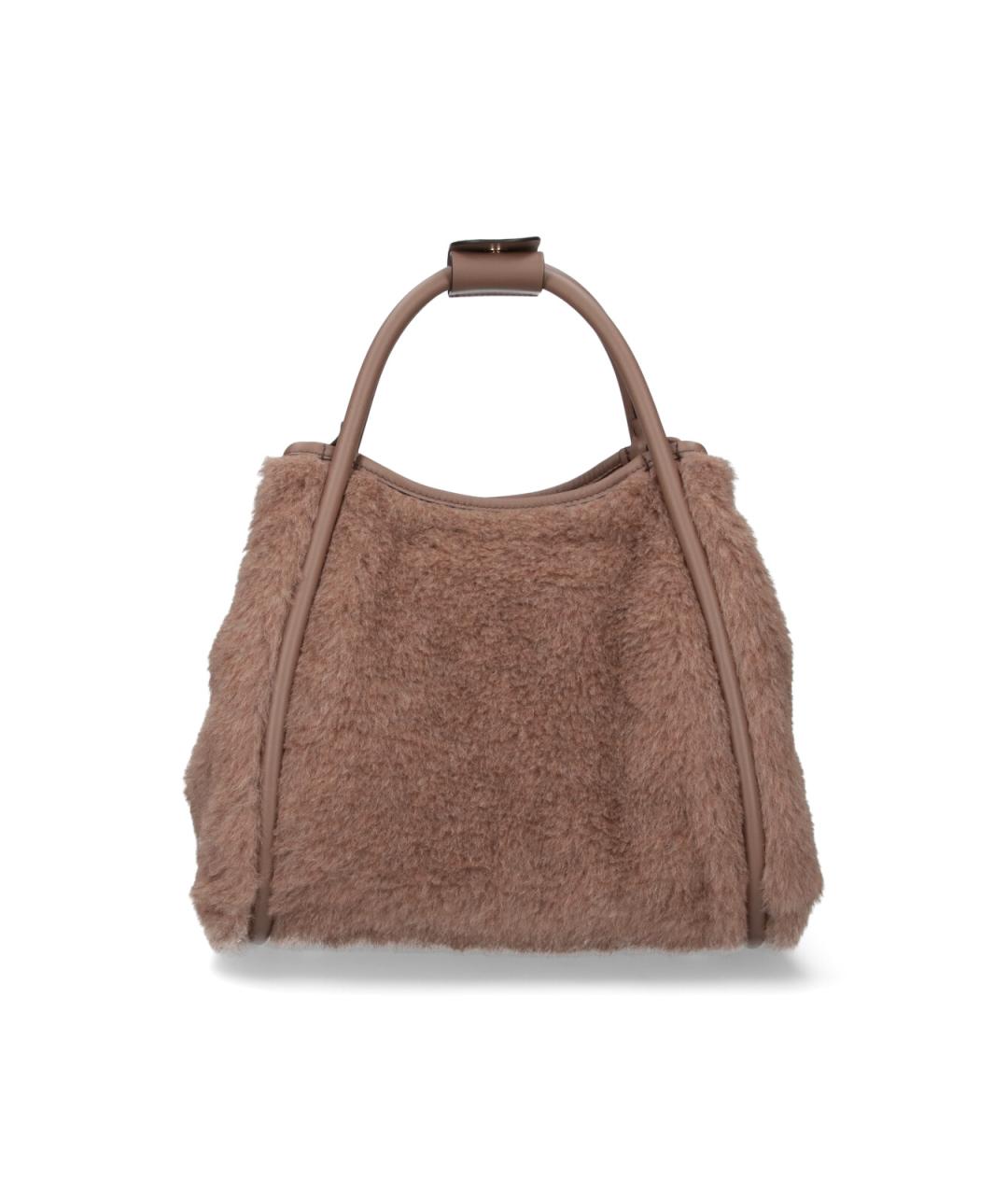 MAX MARA Коричневая меховая сумка тоут, фото 3
