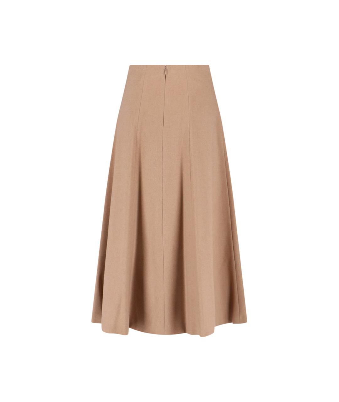 MAX MARA Бежевая шерстяная юбка миди, фото 2