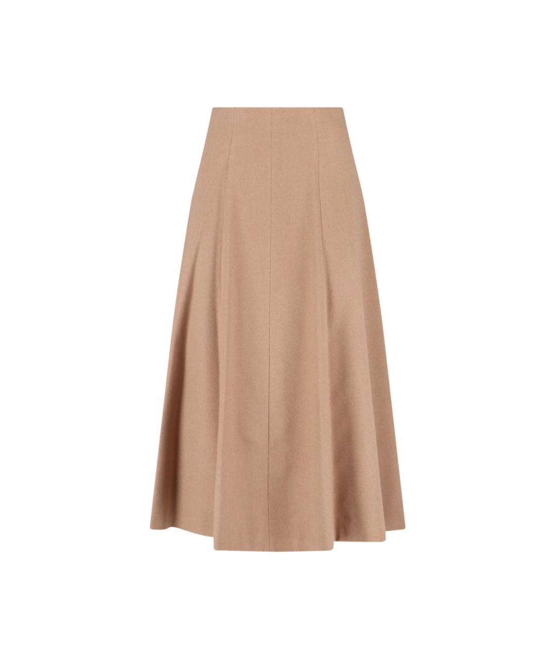 MAX MARA Бежевая шерстяная юбка миди, фото 1
