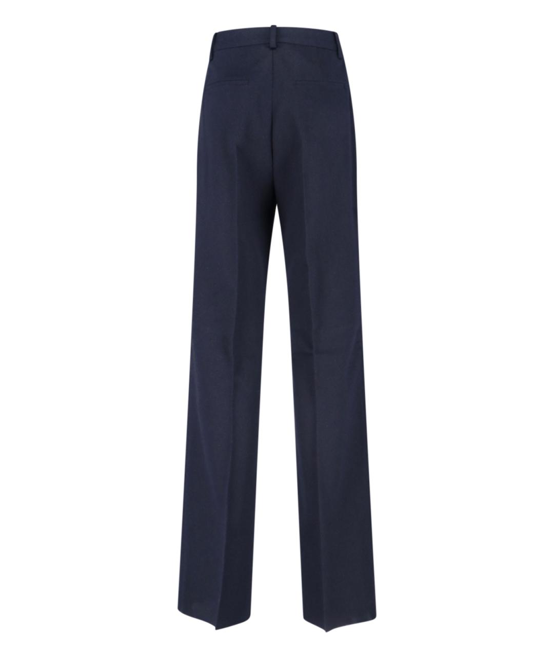 MAX MARA Синие шерстяные прямые брюки, фото 2