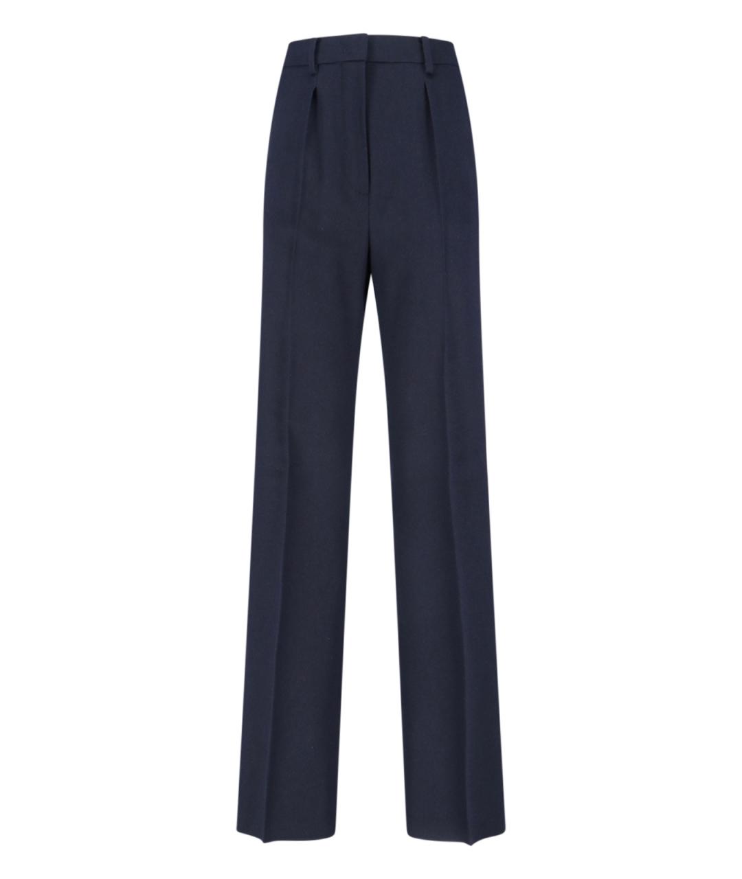 MAX MARA Синие шерстяные прямые брюки, фото 1