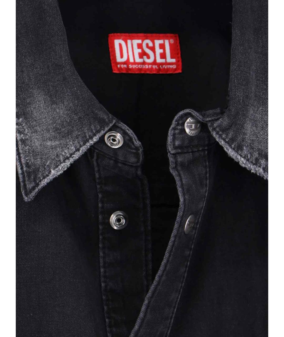 DIESEL Черная хлопковая кэжуал рубашка, фото 3
