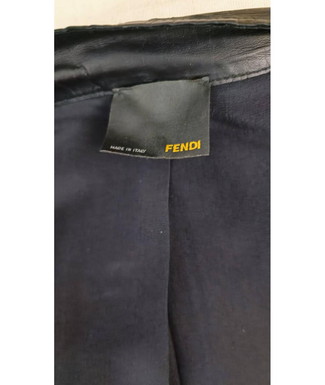 FENDI Черная кожаная куртка, фото 5