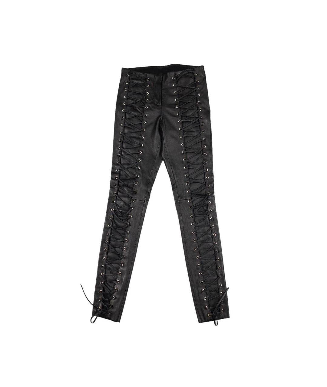 PHILIPP PLEIN Черные кожаные брюки узкие, фото 1