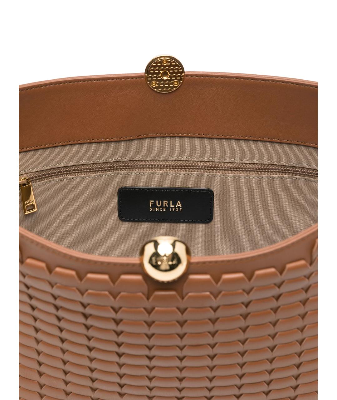 FURLA Коричневая кожаная сумка через плечо, фото 3