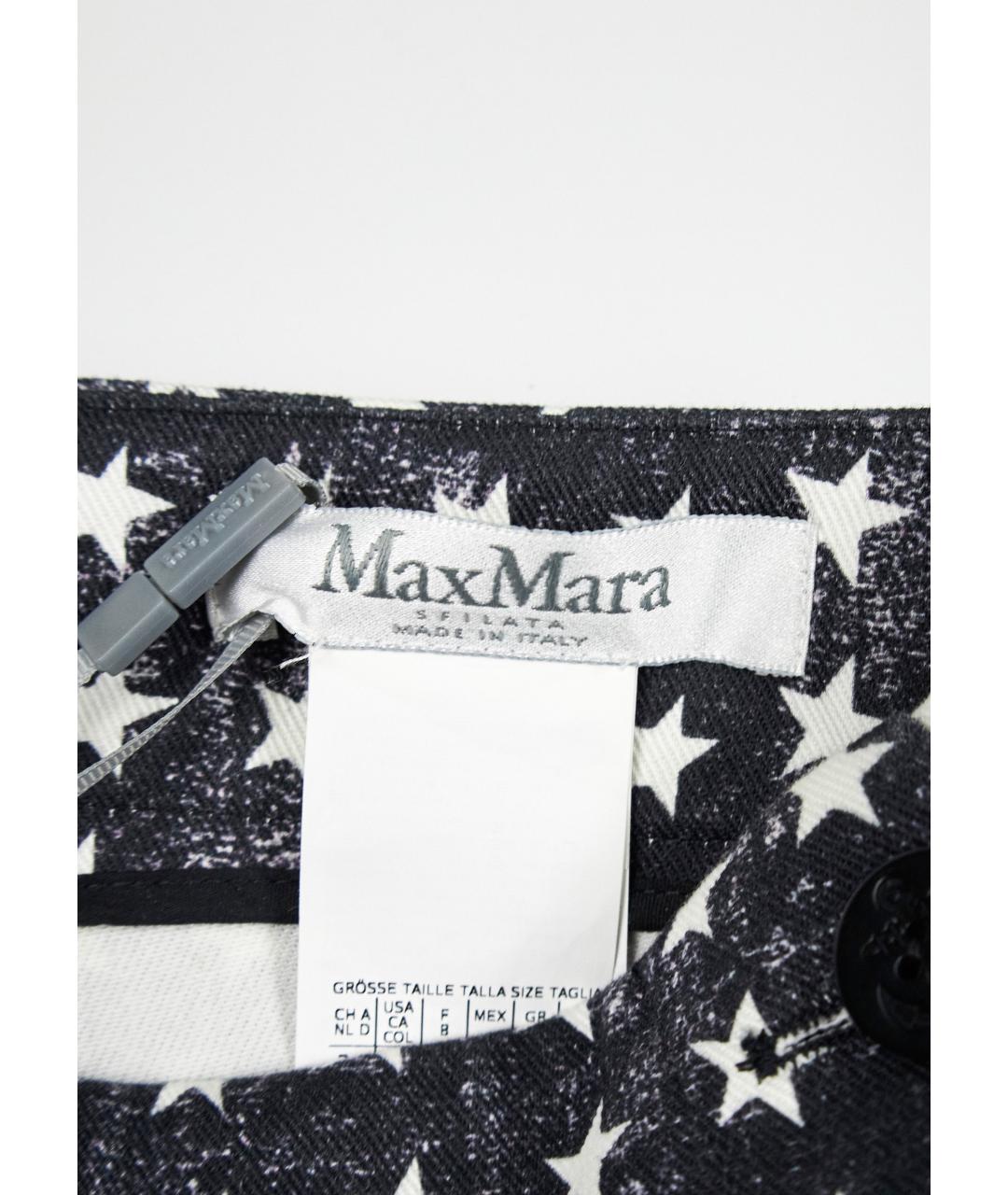 MAX MARA Черные хлопко-эластановые брюки широкие, фото 3