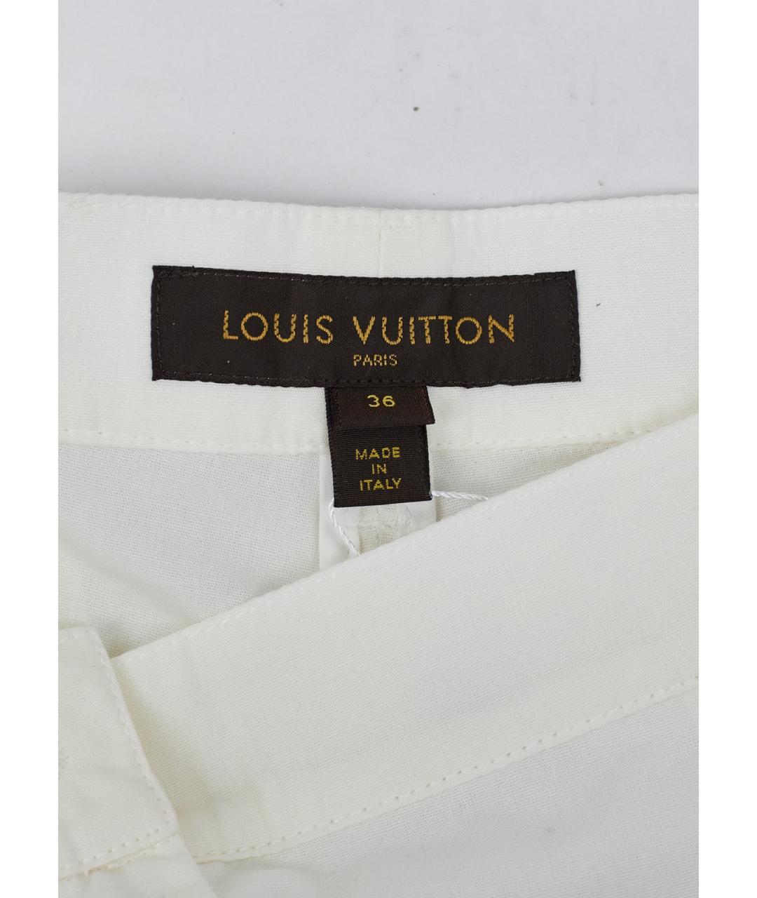 LOUIS VUITTON Белые хлопковые прямые брюки, фото 3