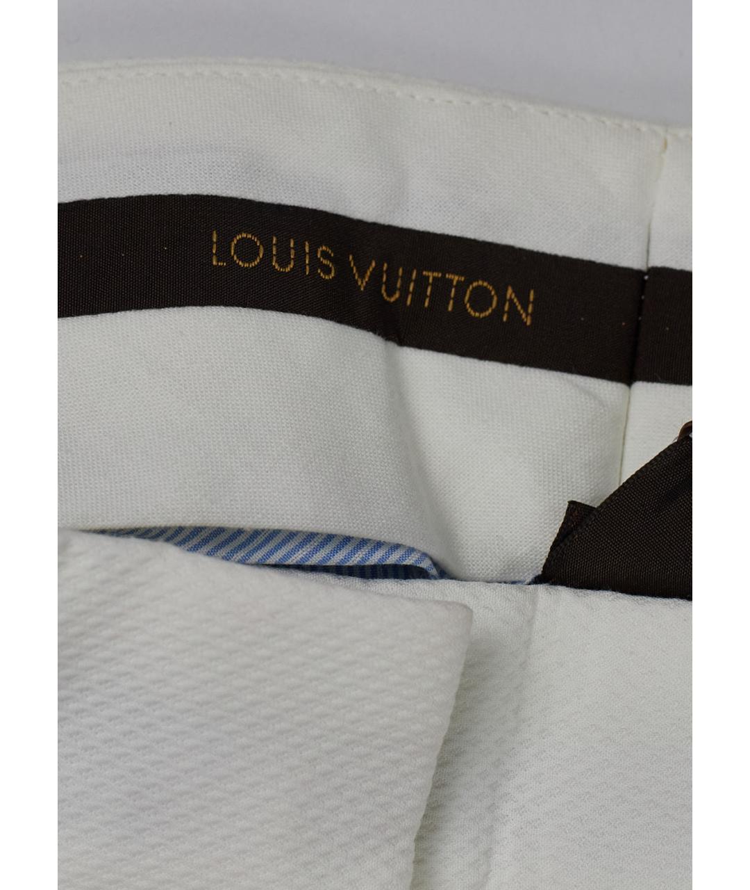 LOUIS VUITTON Белые хлопковые прямые брюки, фото 3