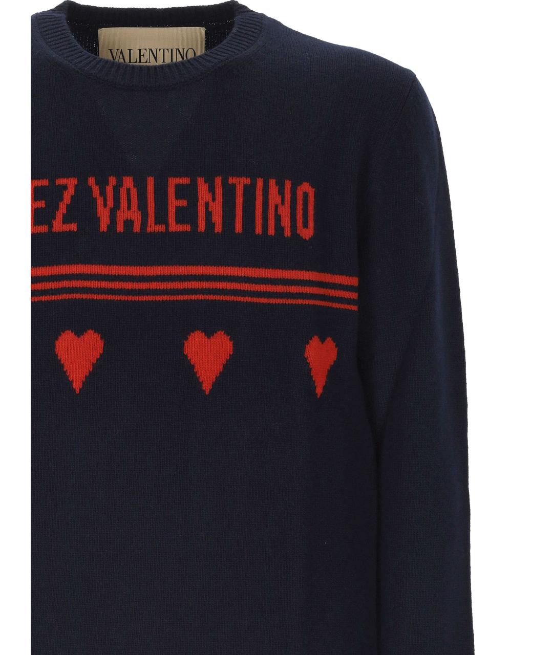 VALENTINO Темно-синий шерстяной джемпер / свитер, фото 2