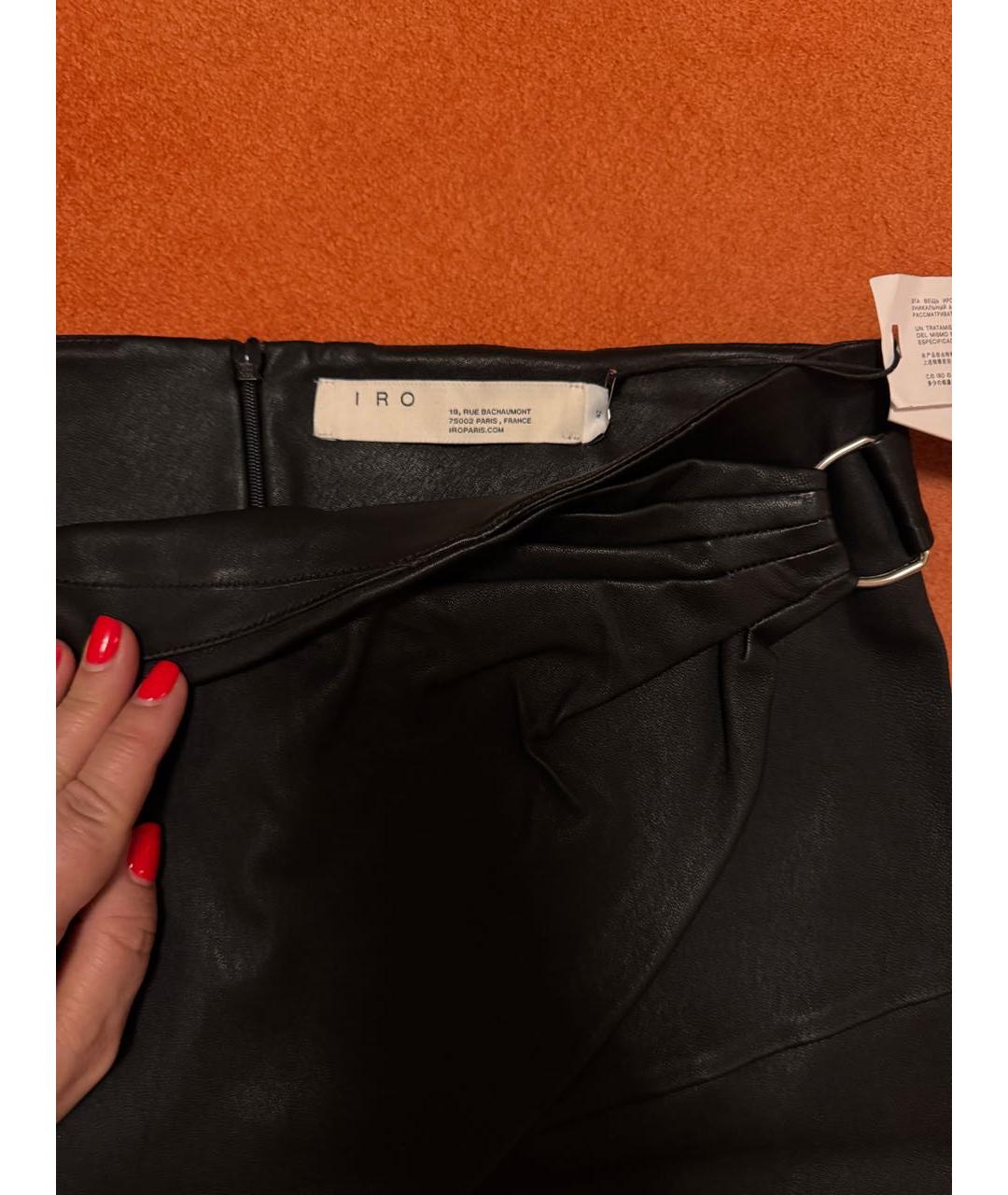ROLAND MOURET Черная кожаная юбка миди, фото 3