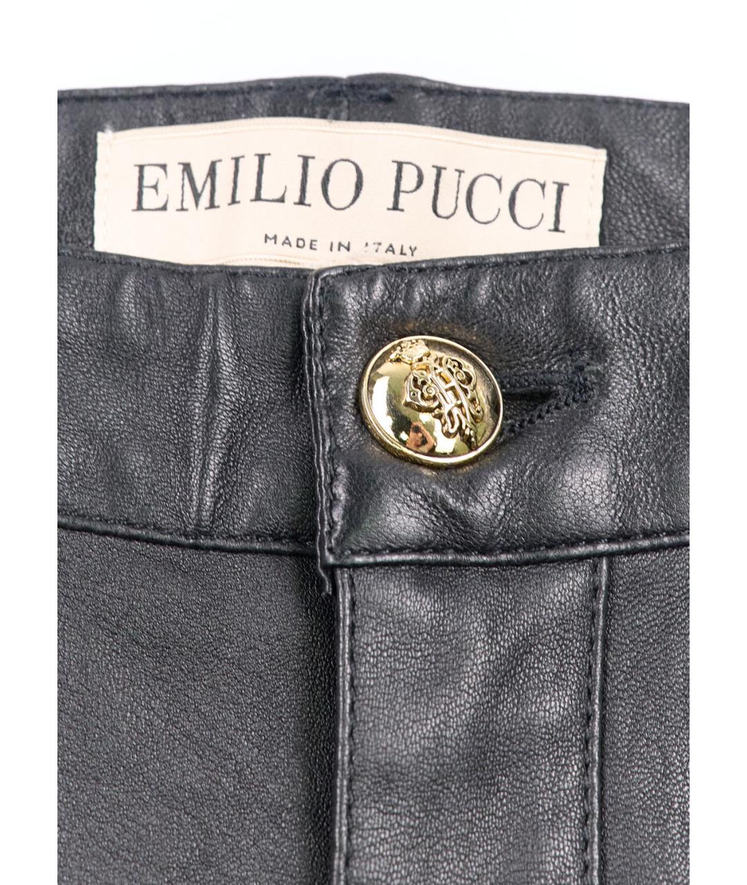 EMILIO PUCCI Черные кожаные брюки узкие, фото 4