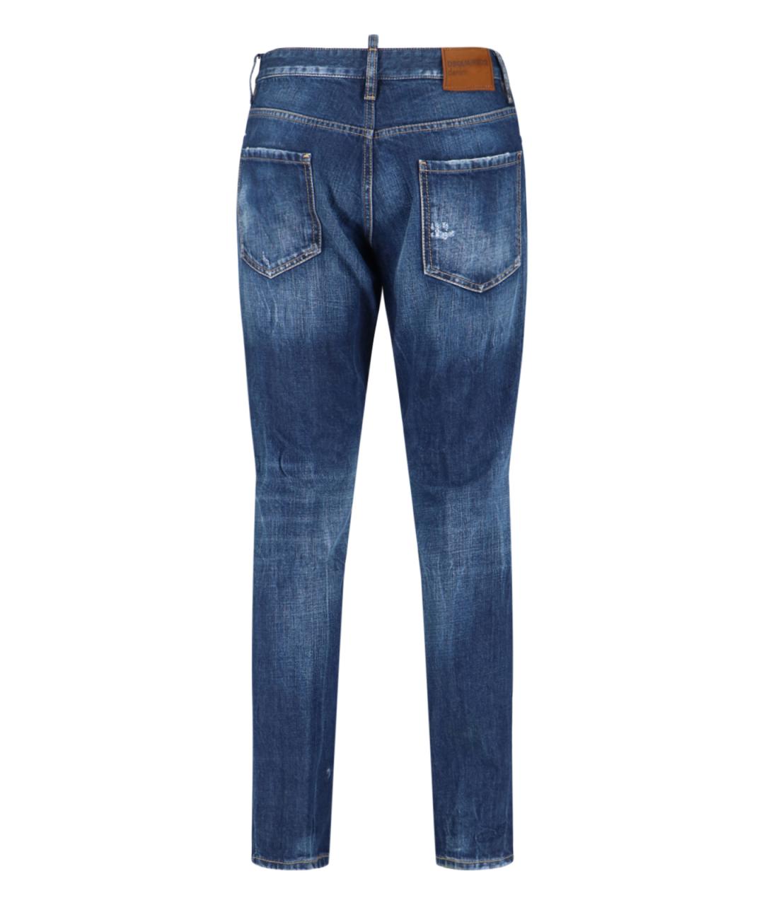 DSQUARED2 Синие хлопко-эластановые прямые джинсы, фото 2
