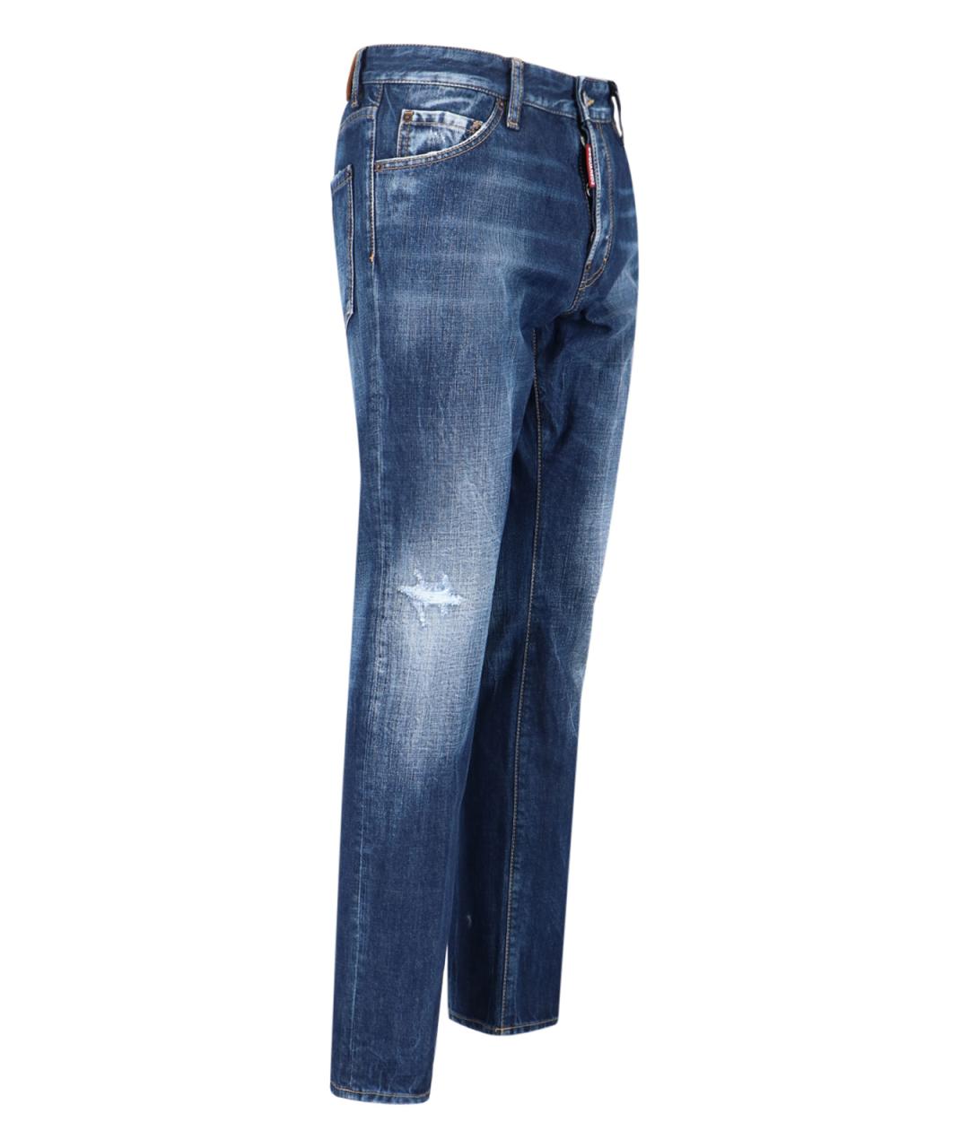 DSQUARED2 Синие хлопко-эластановые прямые джинсы, фото 3