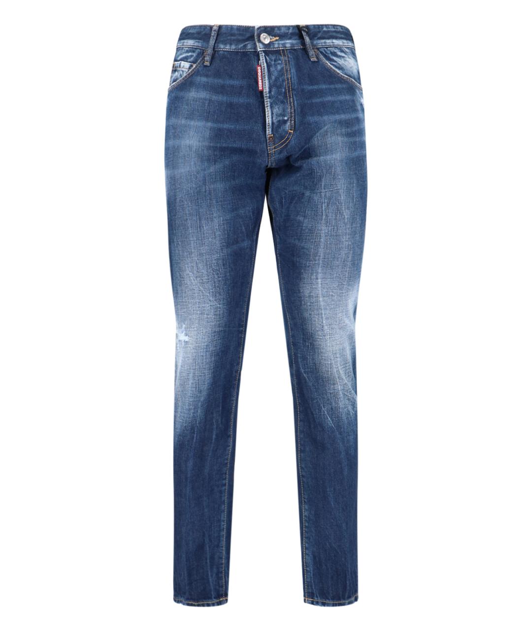 DSQUARED2 Синие хлопко-эластановые прямые джинсы, фото 1
