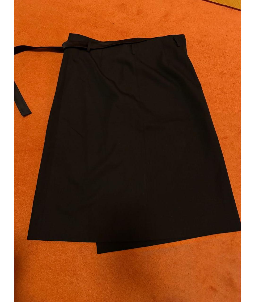 HELMUT LANG Черная шелковая юбка миди, фото 2