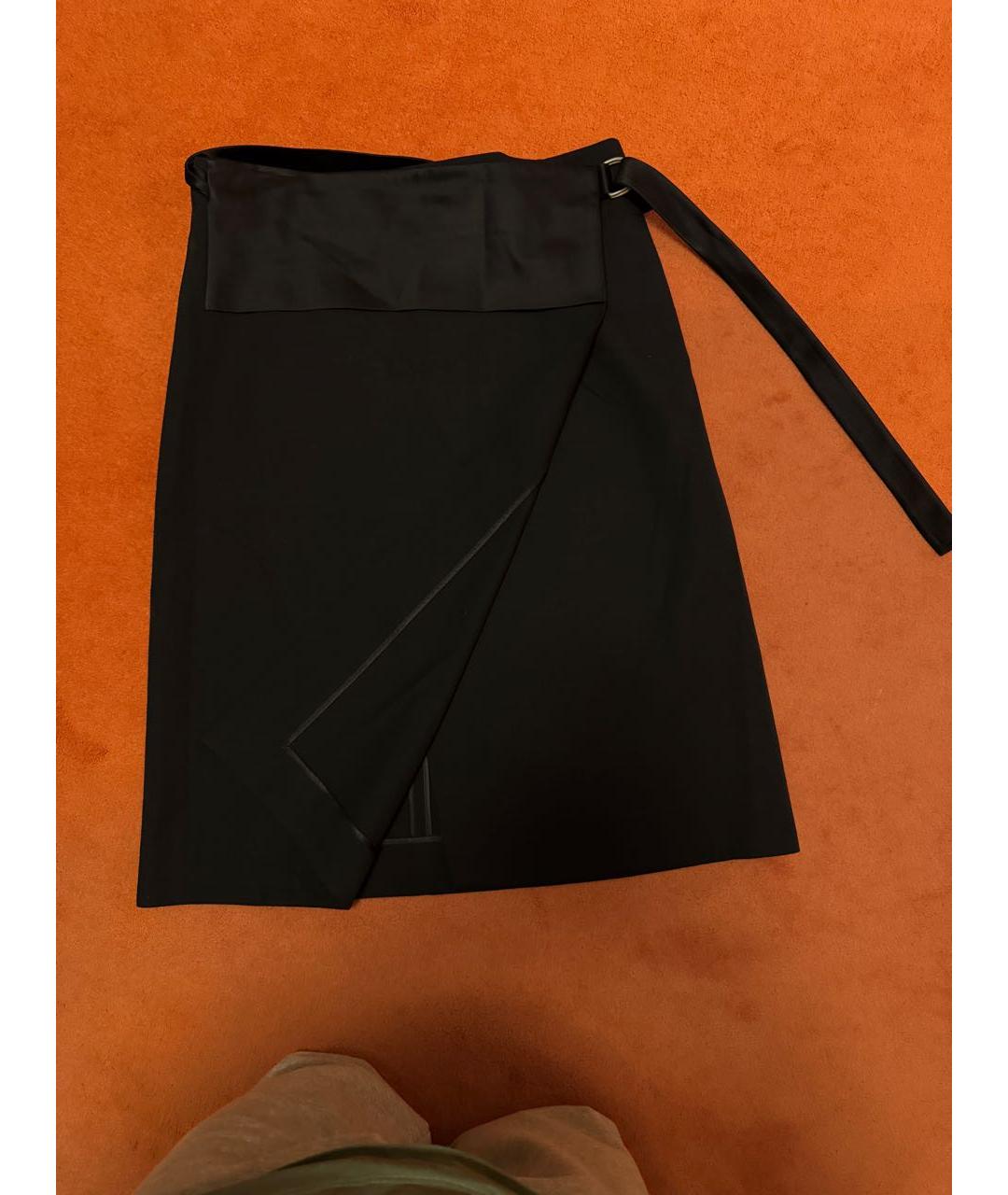 HELMUT LANG Черная шелковая юбка миди, фото 5