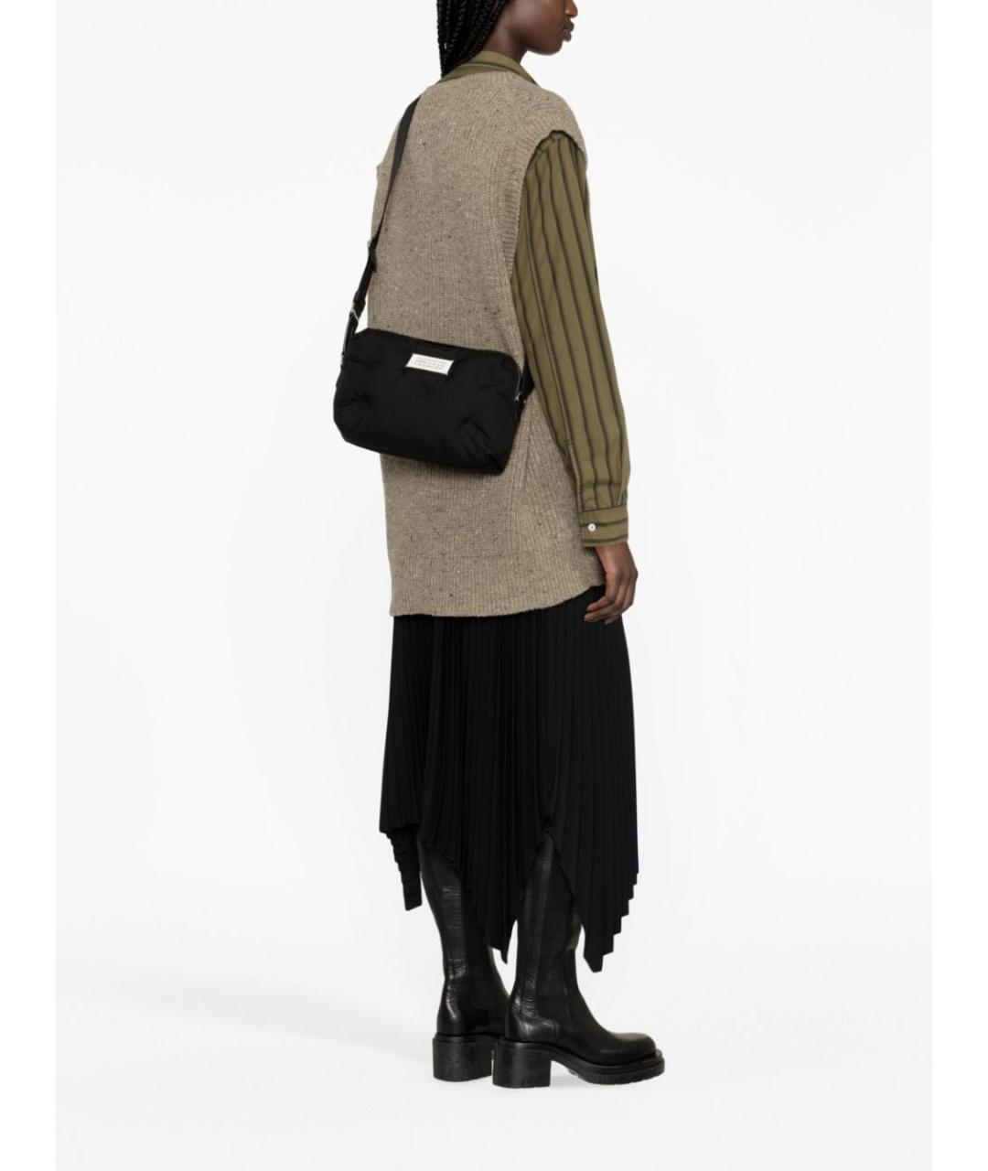 MAISON MARGIELA Черная синтетическая сумка на плечо, фото 5