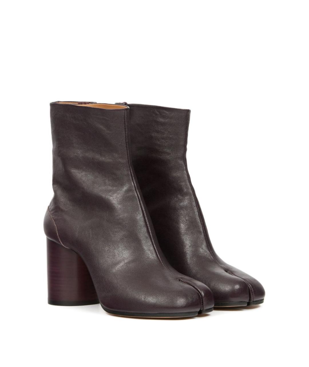 MAISON MARGIELA Бордовые кожаные ботильоны, фото 4