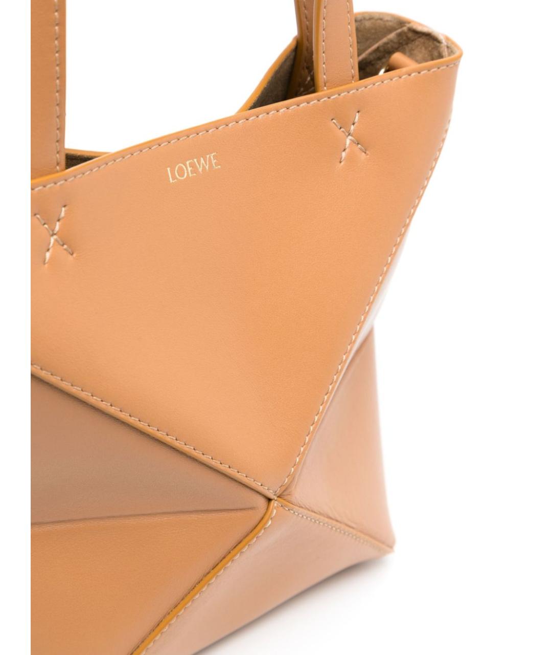 LOEWE Бежевая кожаная сумка тоут, фото 4