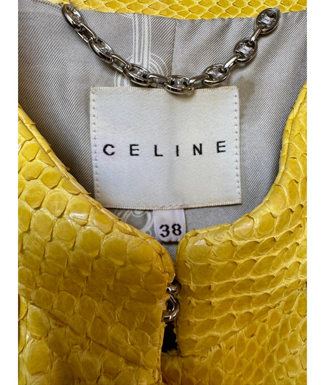 CELINE Желтый тренч/плащ из экзотической кожи, фото 9