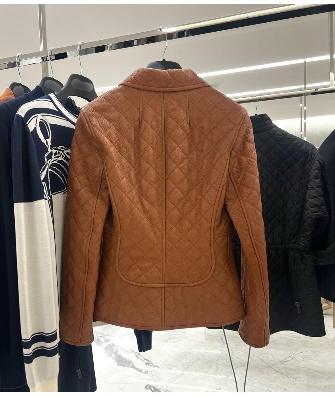HERMES Коричневая кожаная куртка, фото 7