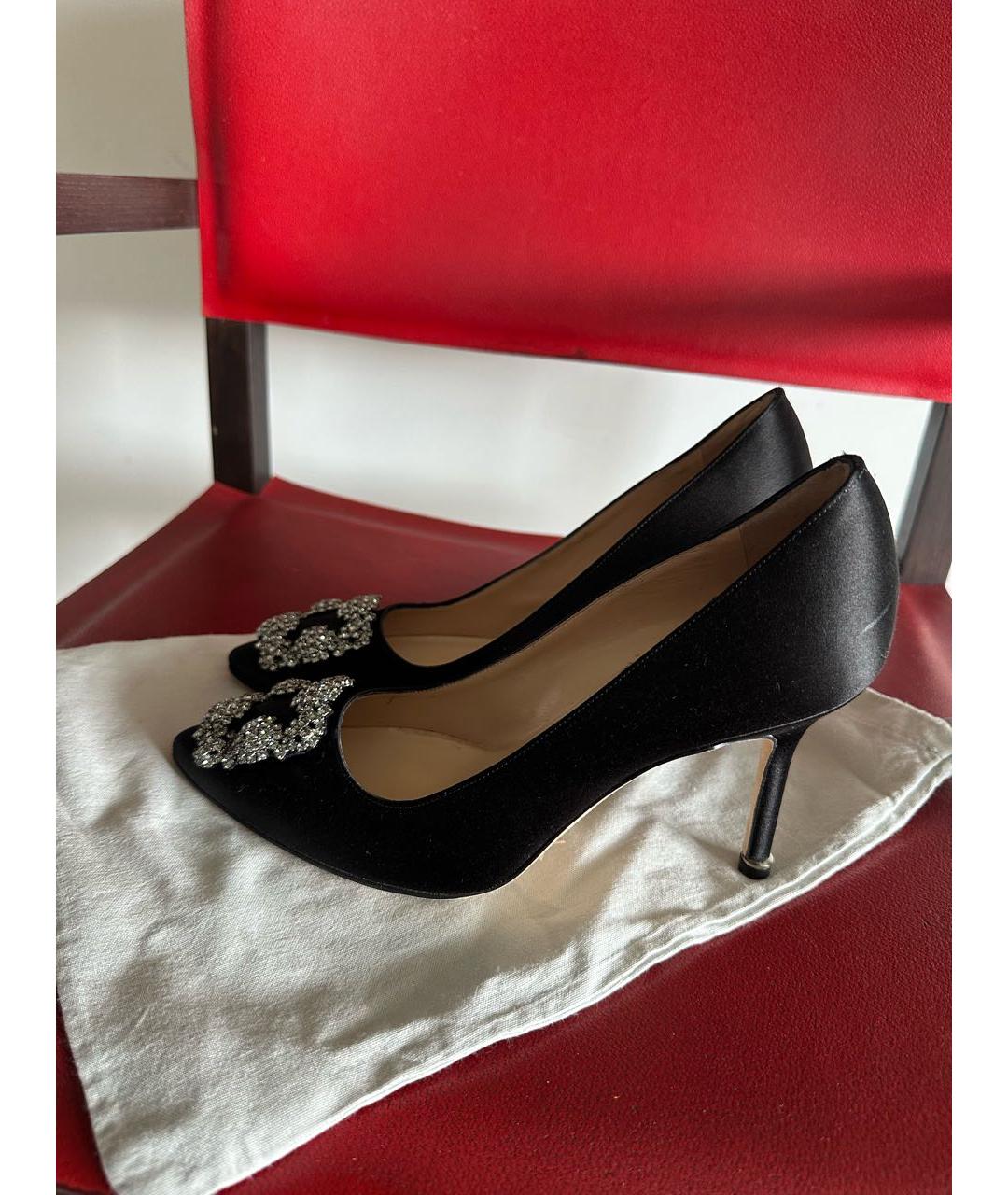 MANOLO BLAHNIK Черные лодочки на низком каблуке, фото 3