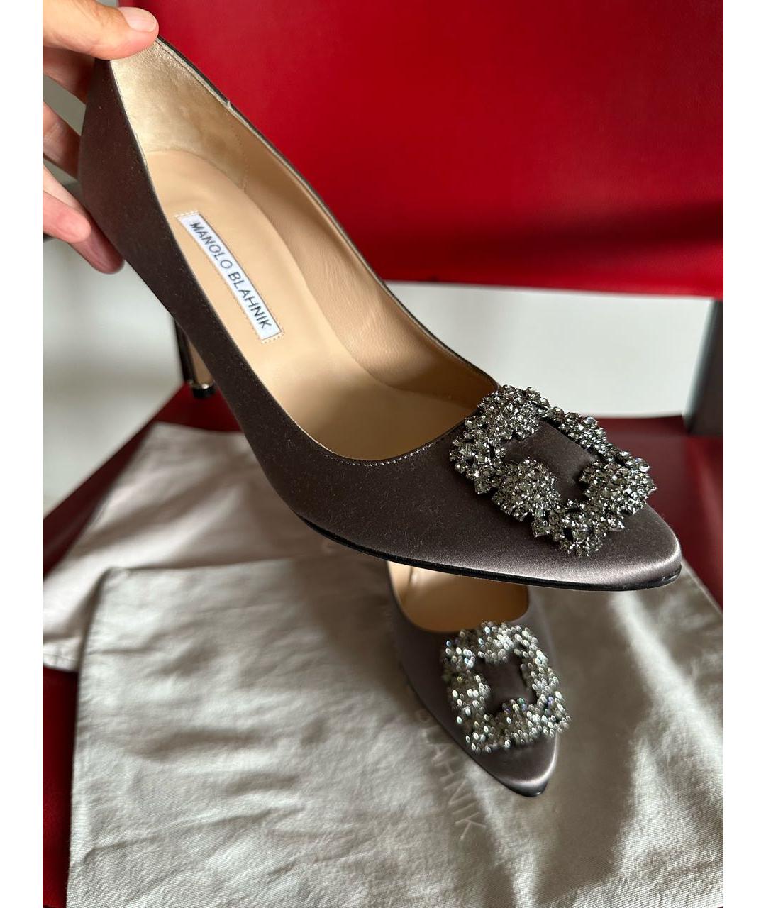 MANOLO BLAHNIK Черные лодочки на низком каблуке, фото 5