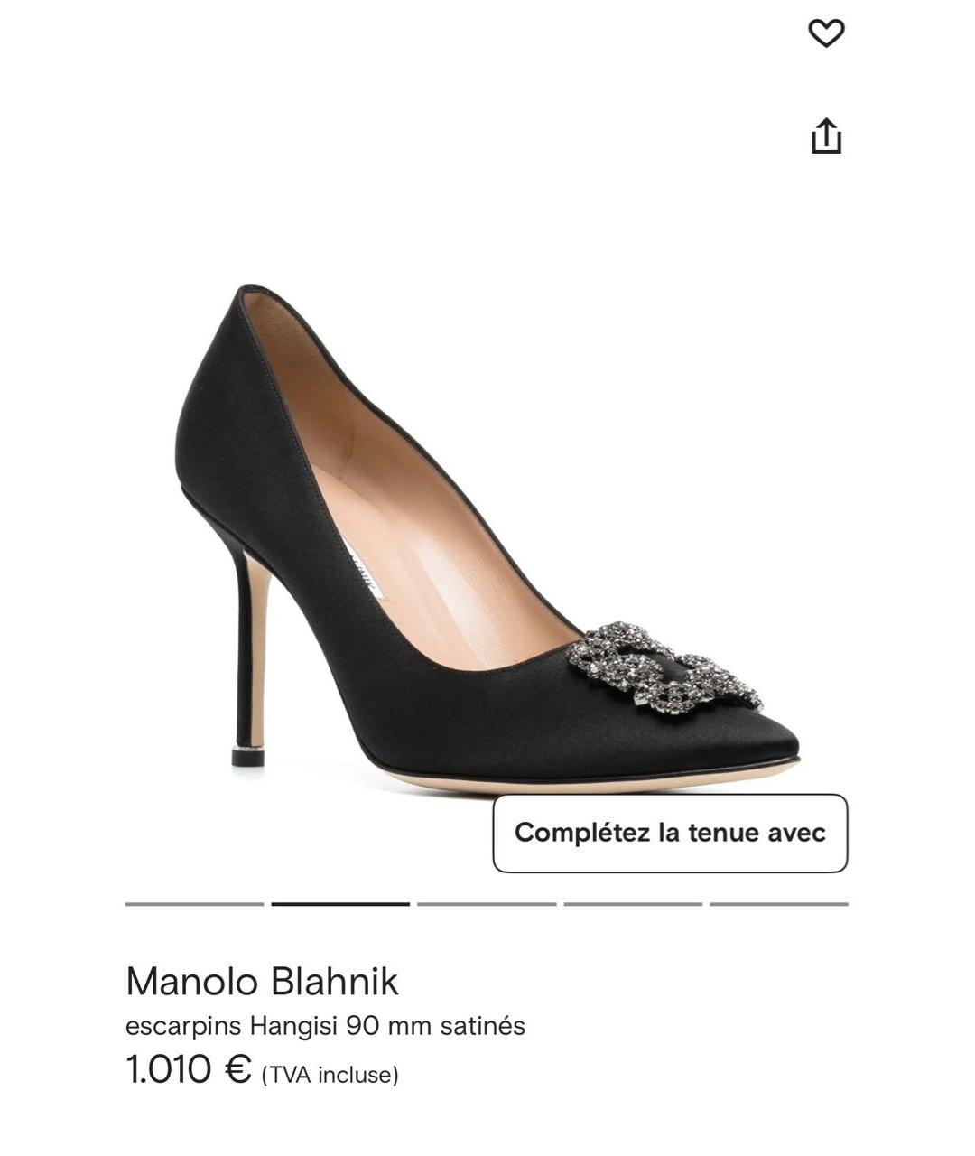 MANOLO BLAHNIK Черные лодочки на низком каблуке, фото 8