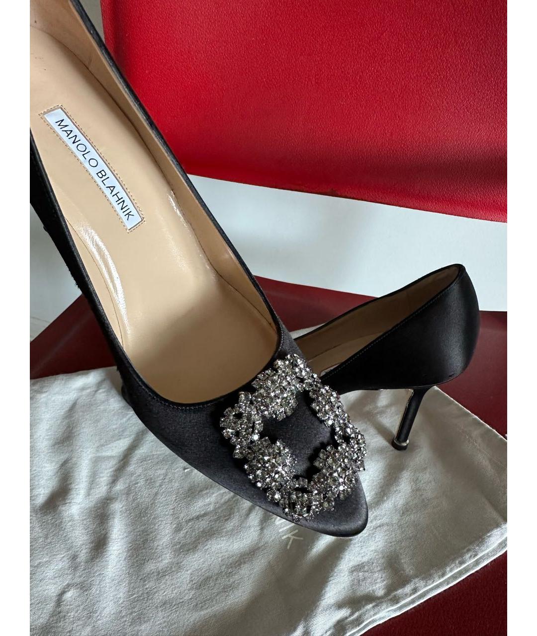 MANOLO BLAHNIK Черные лодочки на низком каблуке, фото 4