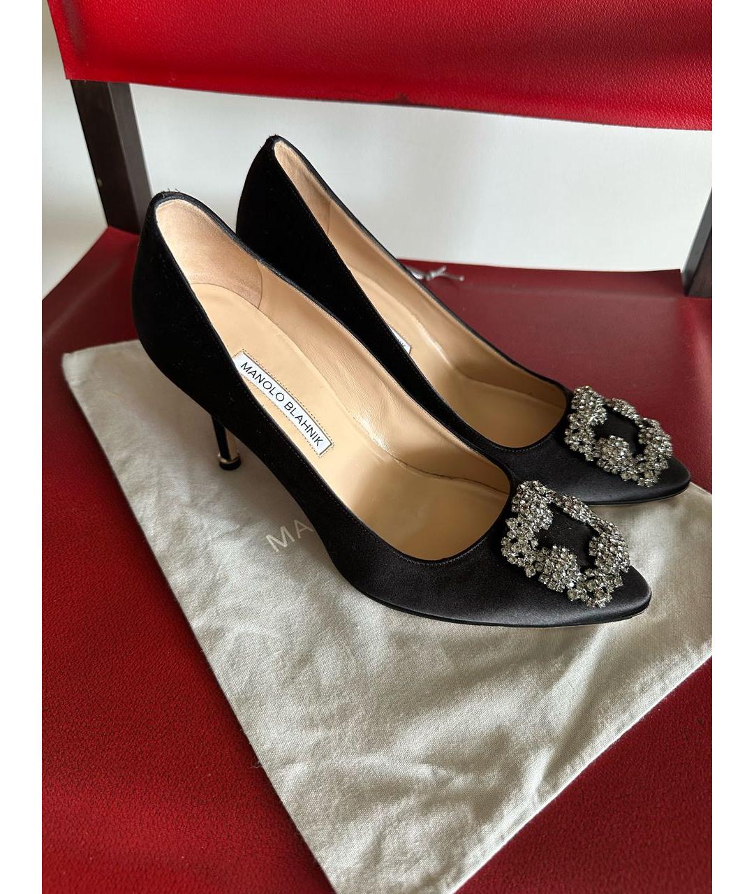 MANOLO BLAHNIK Черные лодочки на низком каблуке, фото 7