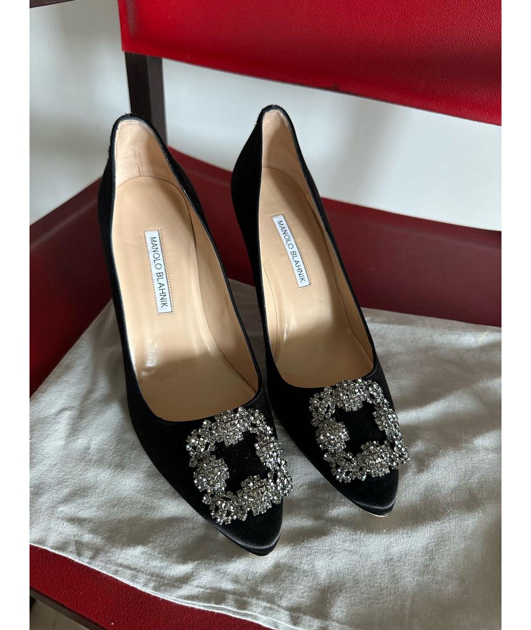 MANOLO BLAHNIK Черные лодочки на низком каблуке, фото 2
